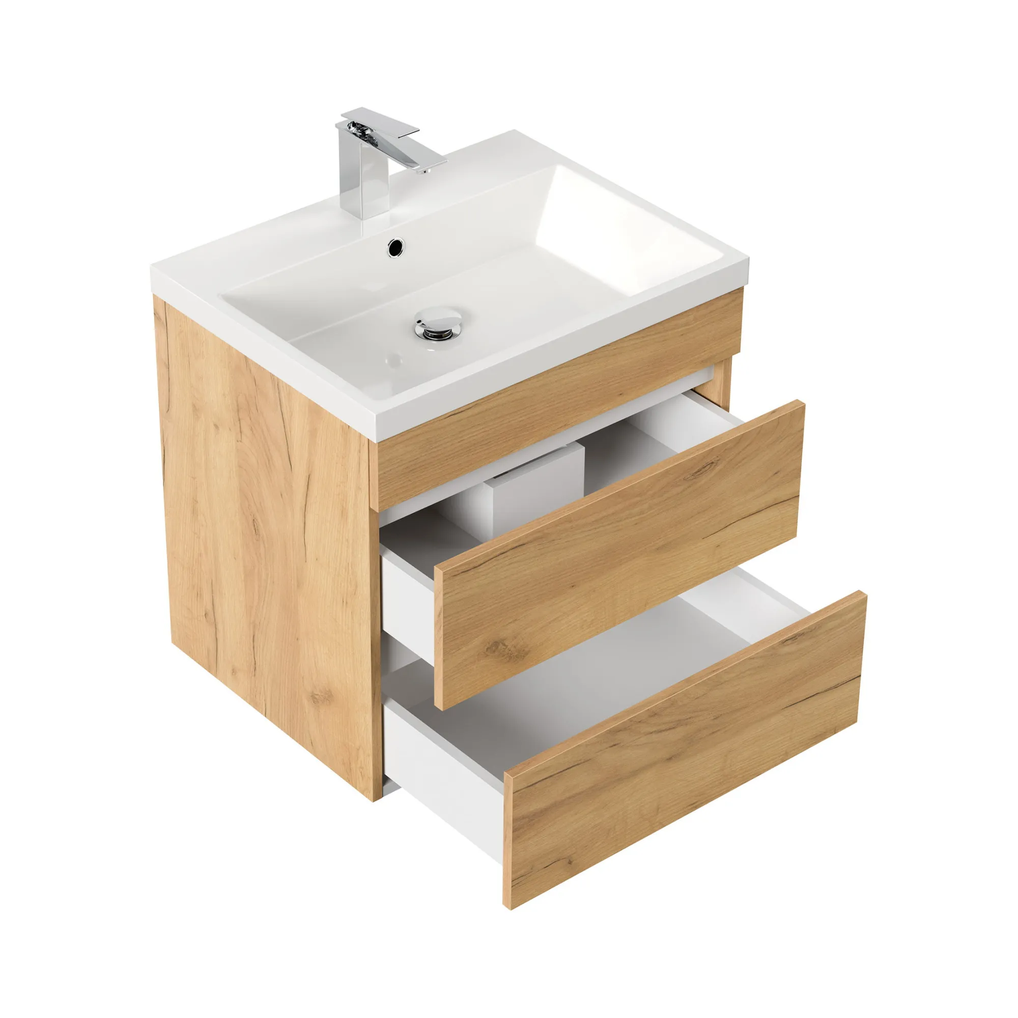 Wastafelkasten^Huisenthuis Badmeubel Atlanta 60 cm Eiken