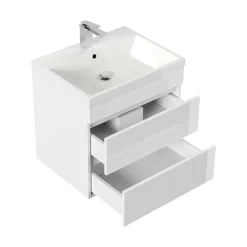 Wastafelkasten^Huisenthuis Badmeubel Atlanta Hoogglans 60 cm Wit
