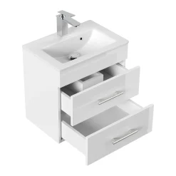 Wastafelkasten^Huisenthuis Badmeubel Austin Hoogglans 50 cm Wit