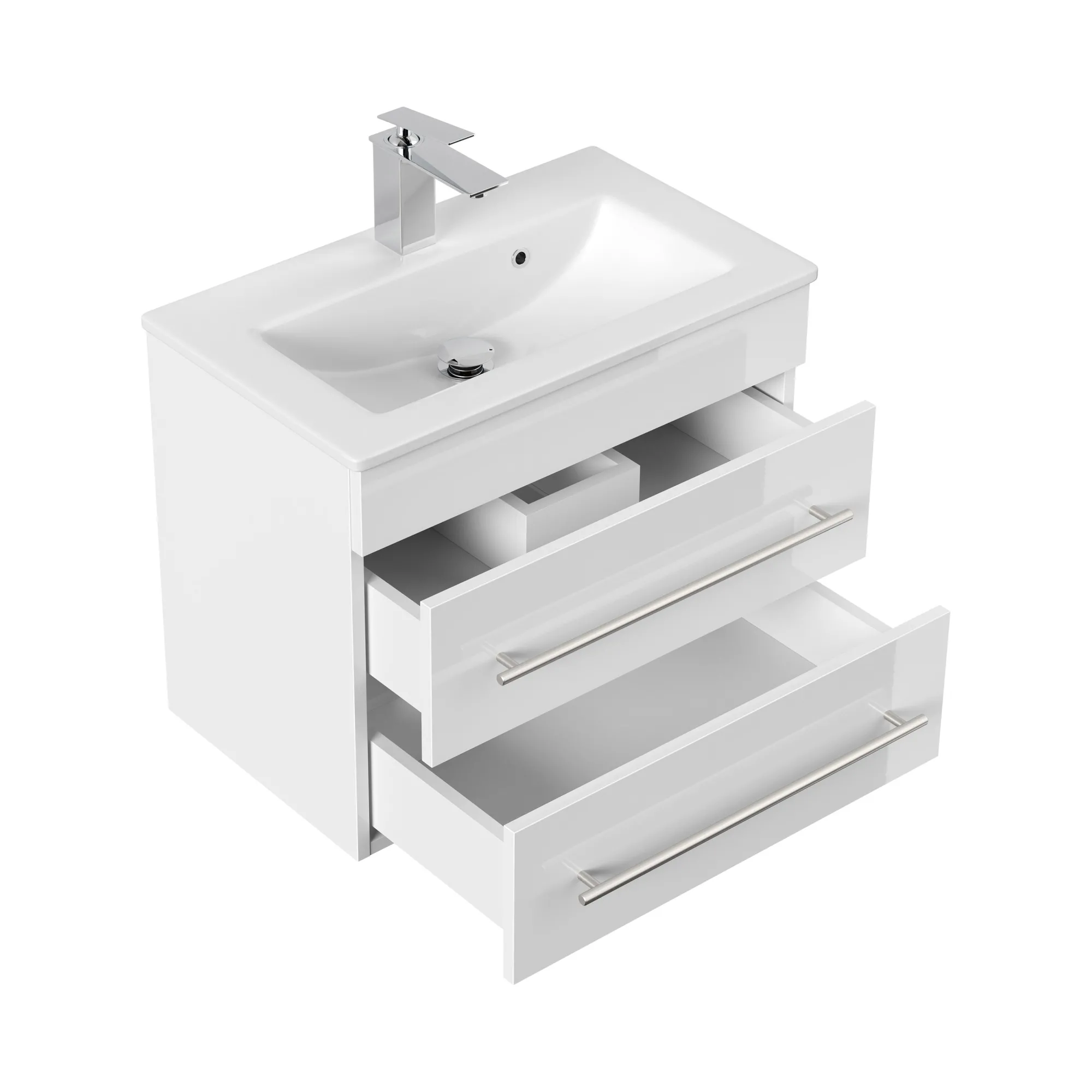 Wastafelkasten^Huisenthuis Badmeubel Austin Hoogglans 60 cm Wit