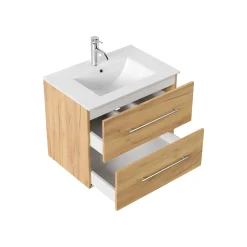 Wastafelkasten^Huisenthuis Badmeubel Bilbao 70 cm Eiken