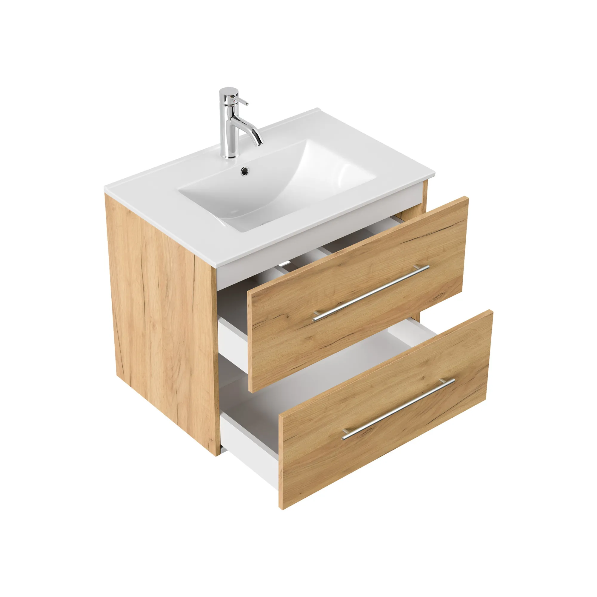 Wastafelkasten^Huisenthuis Badmeubel Bilbao 70 cm Eiken