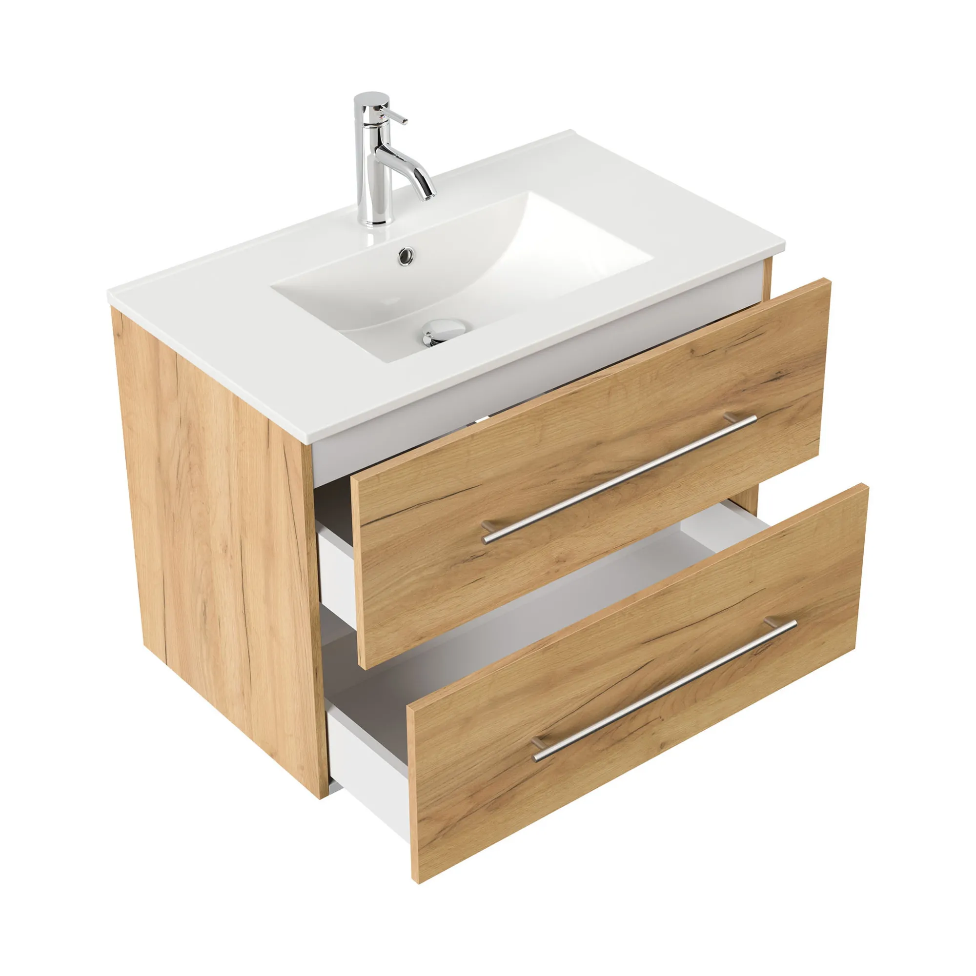 Wastafelkasten^Huisenthuis Badmeubel Bilbao 80 cm Eiken
