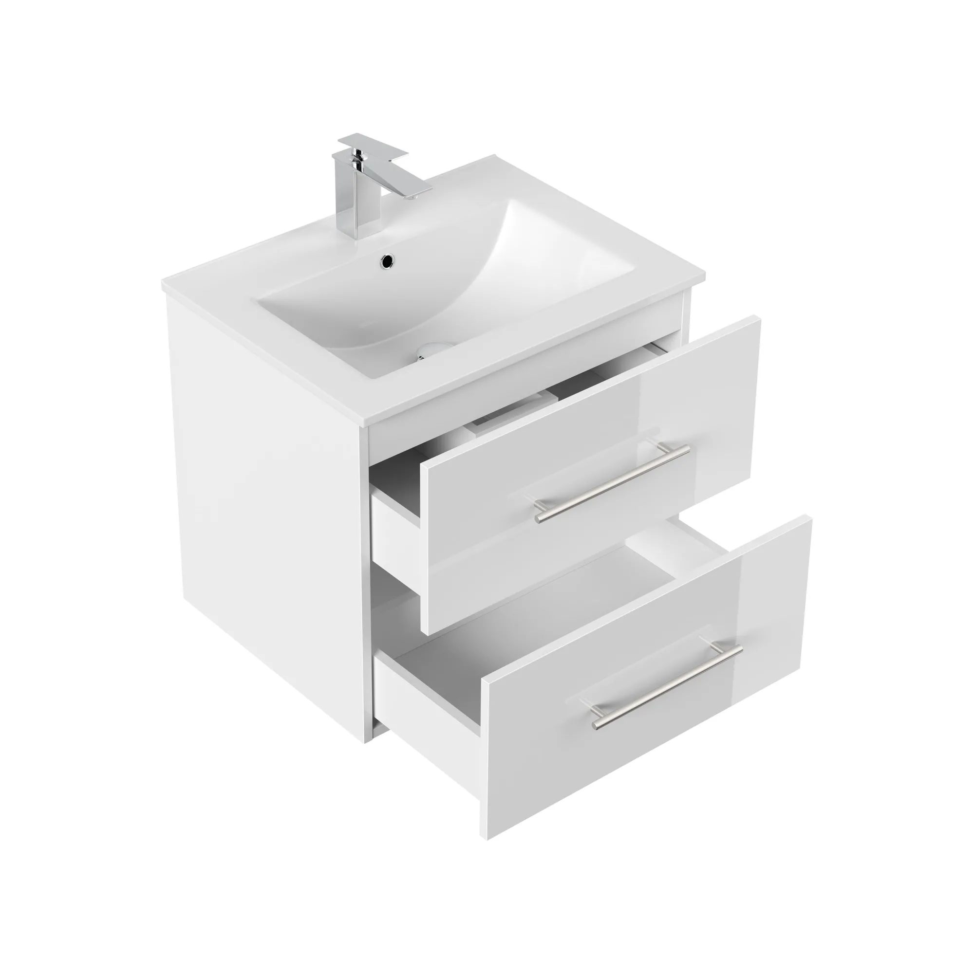 Wastafelkasten^Huisenthuis Badmeubel Bilbao Hoogglans 60 cm Wit