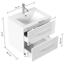 Wastafelkasten^Huisenthuis Badmeubel Bilbao Hoogglans 60 cm Wit