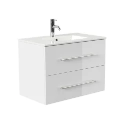 Wastafelkasten^Huisenthuis Badmeubel Bilbao Hoogglans 80 cm Wit