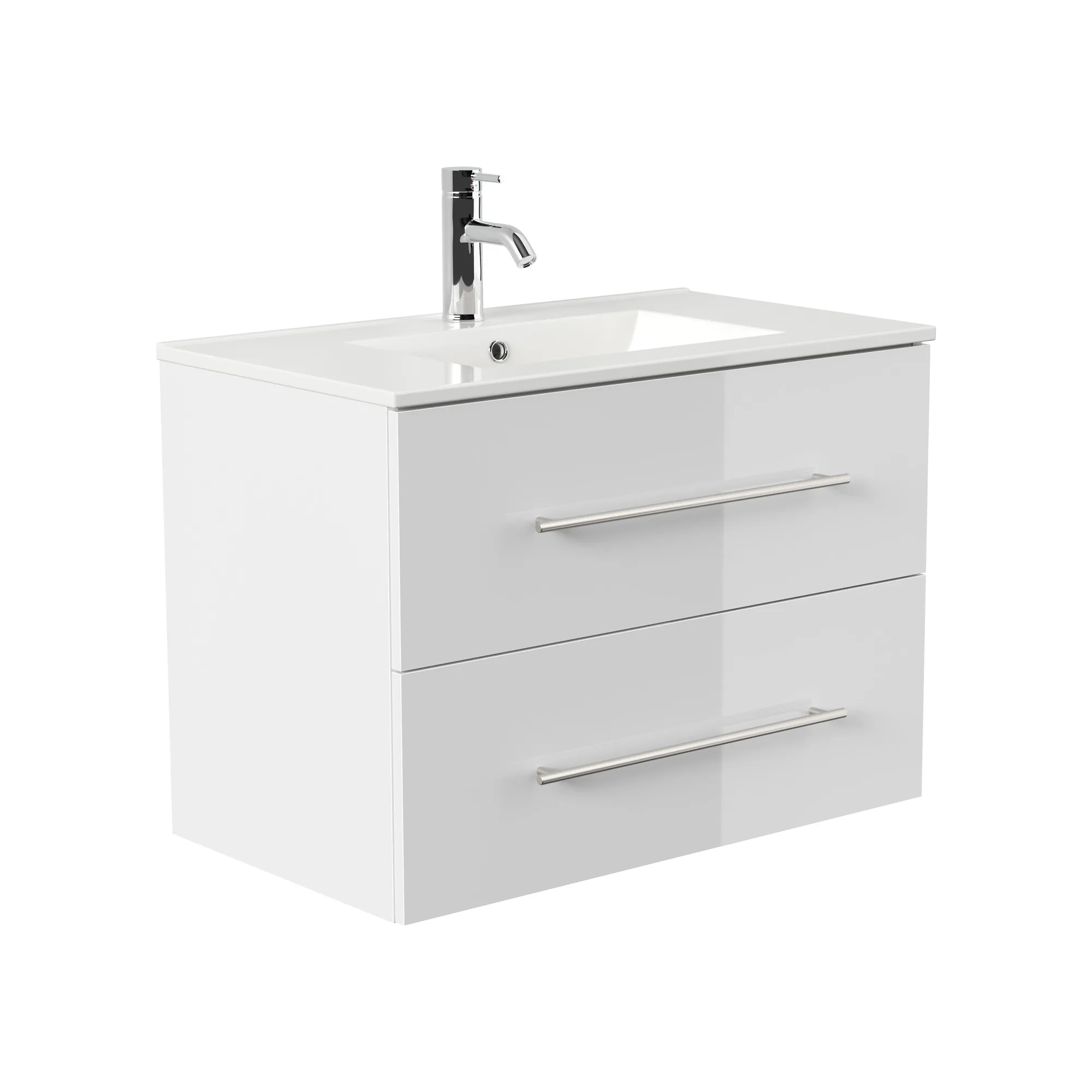 Wastafelkasten^Huisenthuis Badmeubel Bilbao Hoogglans 80 cm Wit