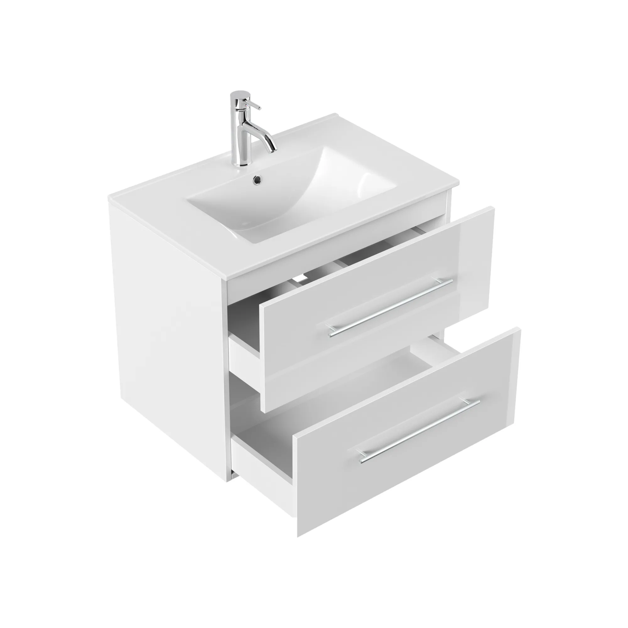 Wastafelkasten^Huisenthuis Badmeubel Bilbao Hoogglans 70 cm Wit