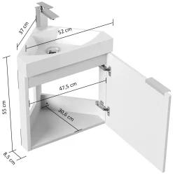 Wastafelkasten^Huisenthuis Badmeubel Como Hoogglans 52 cm Wit