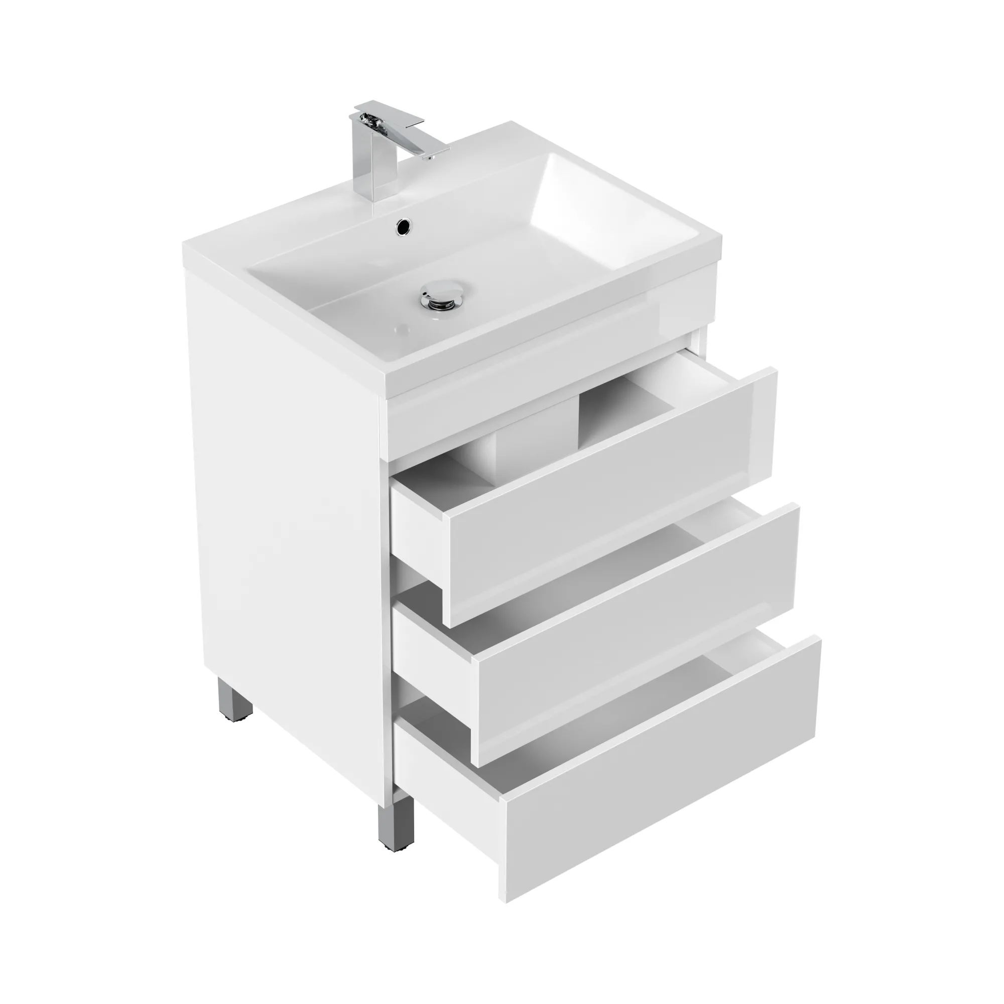 Wastafelkasten^Huisenthuis Badmeubel Dallas Hoogglans 60 cm Wit