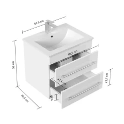 Wastafelkasten^Huisenthuis Badmeubel Luton 60 cm Eiken