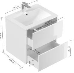 Wastafelkasten^Huisenthuis Badmeubel Phoenix 60 cm Eiken