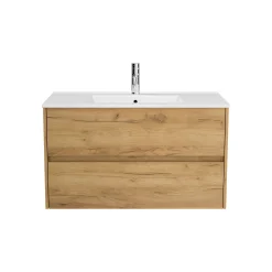 Wastafelkasten^Huisenthuis Badmeubel Phoenix 100 cm Eiken