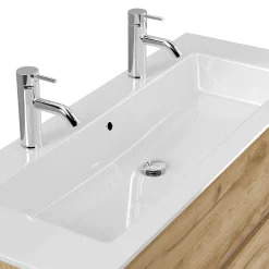 Wastafelkasten^Huisenthuis Badmeubel Phoenix Dubbele Kraan 120 cm Eiken