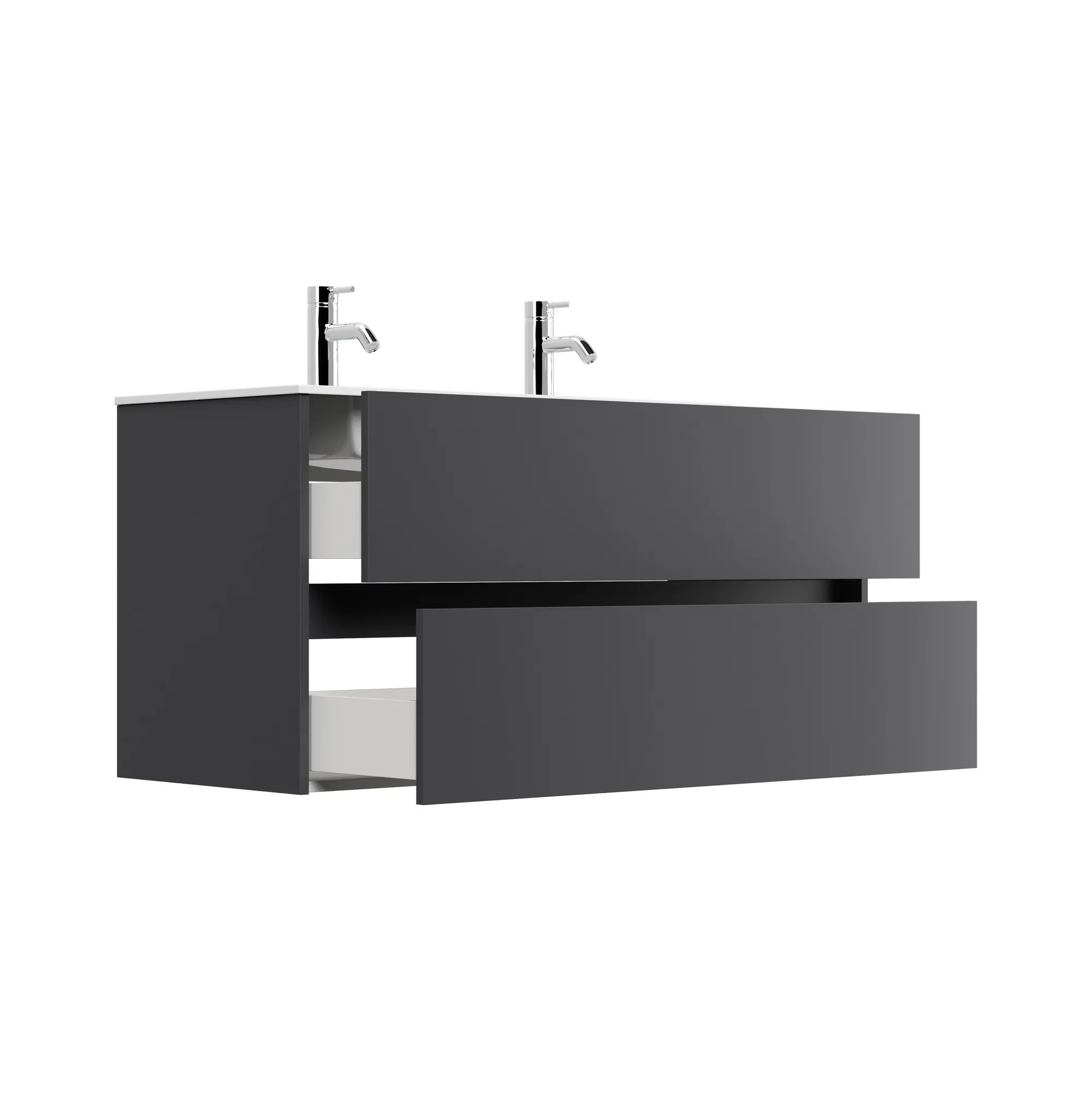 Wastafelkasten^Huisenthuis Badmeubel Phoenix Dubbele Kraan 120 cm Grafiet