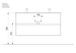 Wastafelkasten^Huisenthuis Badmeubel Phoenix Hoogglans Dubbele Kraan 120 cm Wit