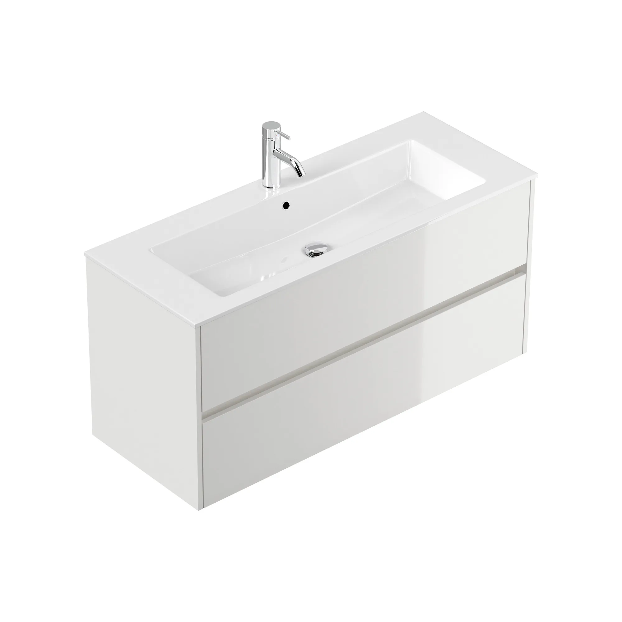 Wastafelkasten^Huisenthuis Badmeubel Phoenix Hoogglans Enkele Kraan 120 cm Wit