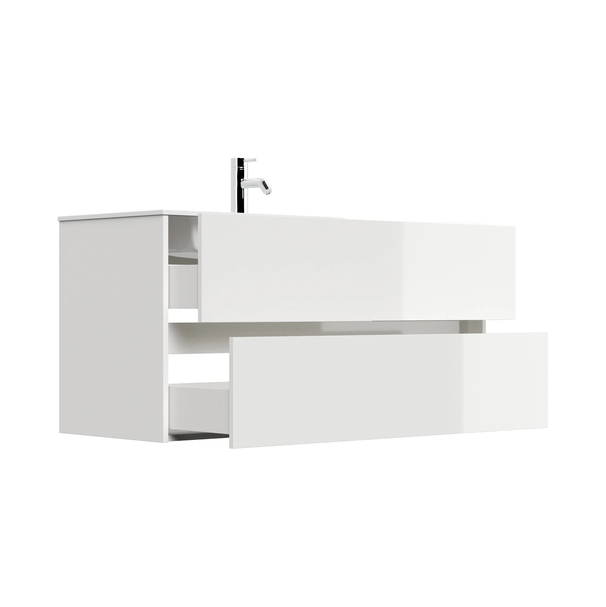 Wastafelkasten^Huisenthuis Badmeubel Phoenix Hoogglans Enkele Kraan 120 cm Wit