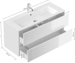 Wastafelkasten^Huisenthuis Badmeubel Phoenix Hoogglans Enkele Kraan 120 cm Wit