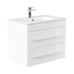 Wastafelkasten^Huisenthuis Badmeubel Vegas Hoogglans 75 cm Wit