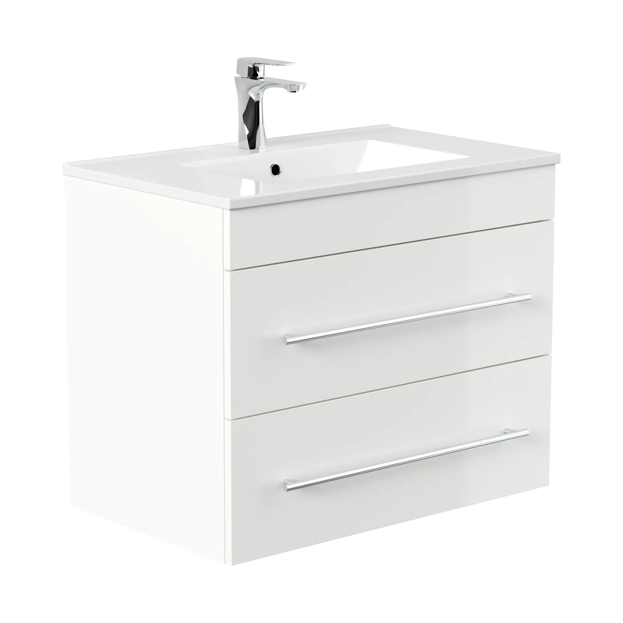 Wastafelkasten^Huisenthuis Badmeubel Vegas Hoogglans 75 cm Wit