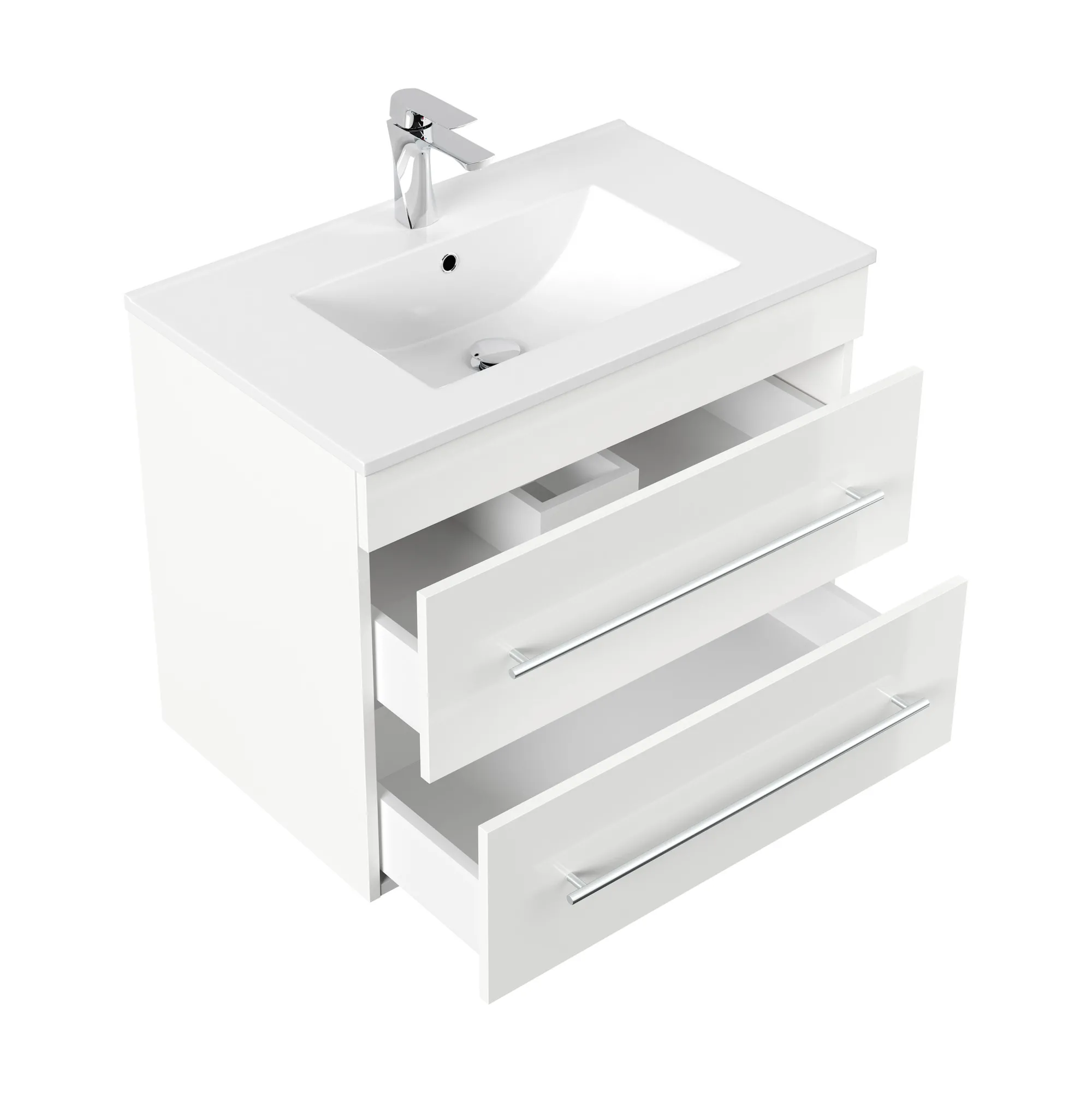 Wastafelkasten^Huisenthuis Badmeubel Vegas Hoogglans 75 cm Wit