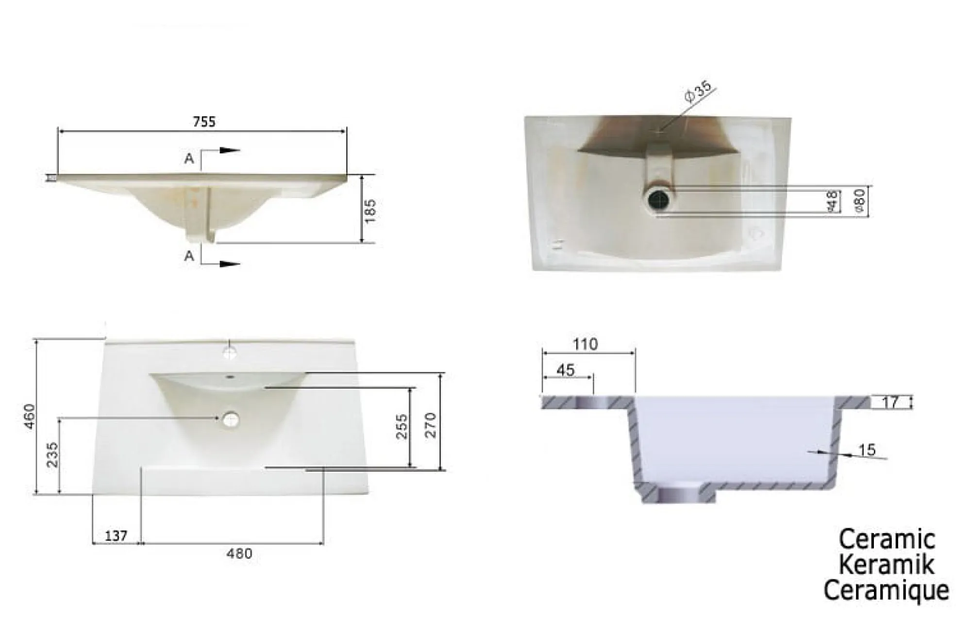 Wastafelkasten^Huisenthuis Badmeubel Vegas Hoogglans 75 cm Wit