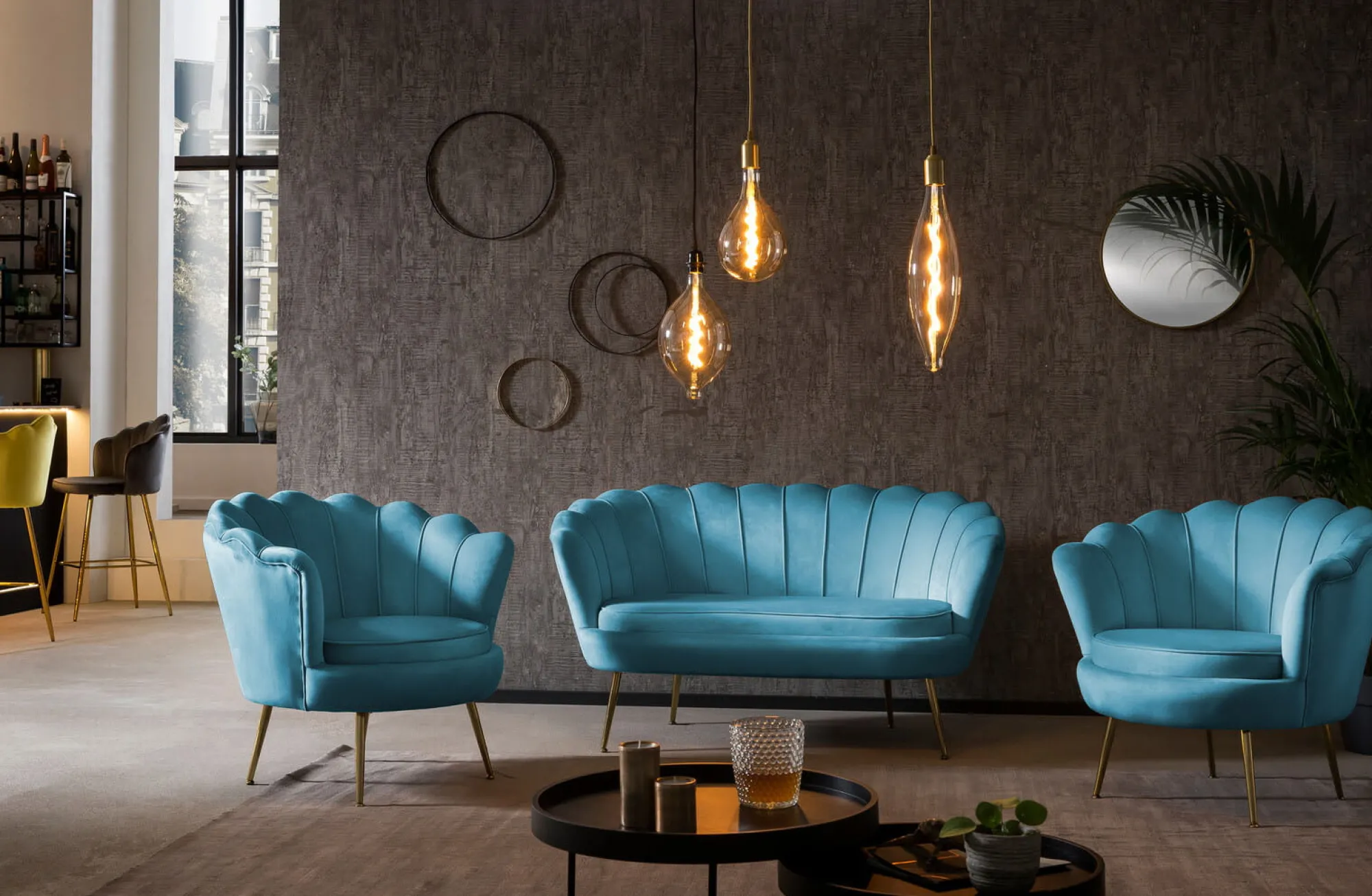 Banken^Huisenthuis Bank Chanelle Velvet 136 cm Blauw