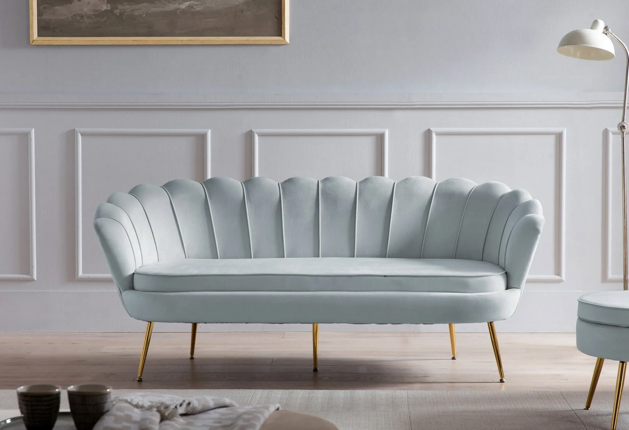 Banken^Huisenthuis Bank Chanelle Velvet 180 cm Lichtgrijs