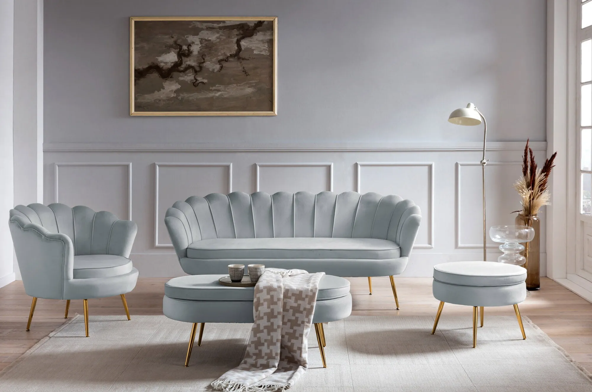 Banken^Huisenthuis Bank Chanelle Velvet 180 cm Lichtgrijs