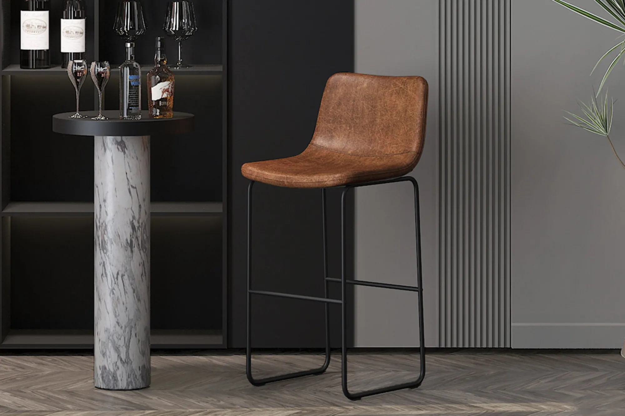 Barkrukken^Huisenthuis Barkruk Andrew – Set van 2 Cognac