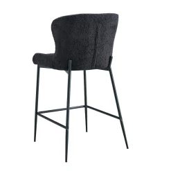 Barkrukken^Huisenthuis Barkruk Jolie Bouclé Donkergrijs – Set van 2