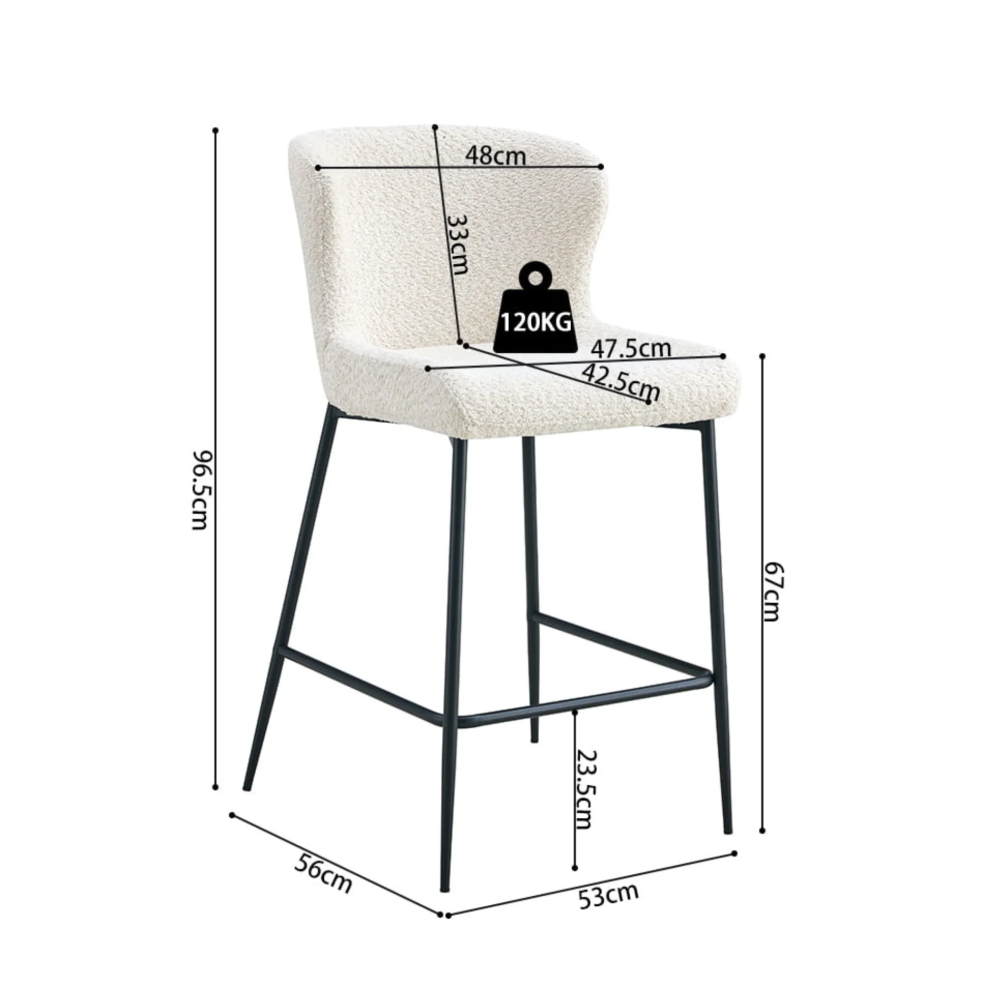 Barkrukken^Huisenthuis Barkruk Jolie Bouclé Ecru – Set van 2
