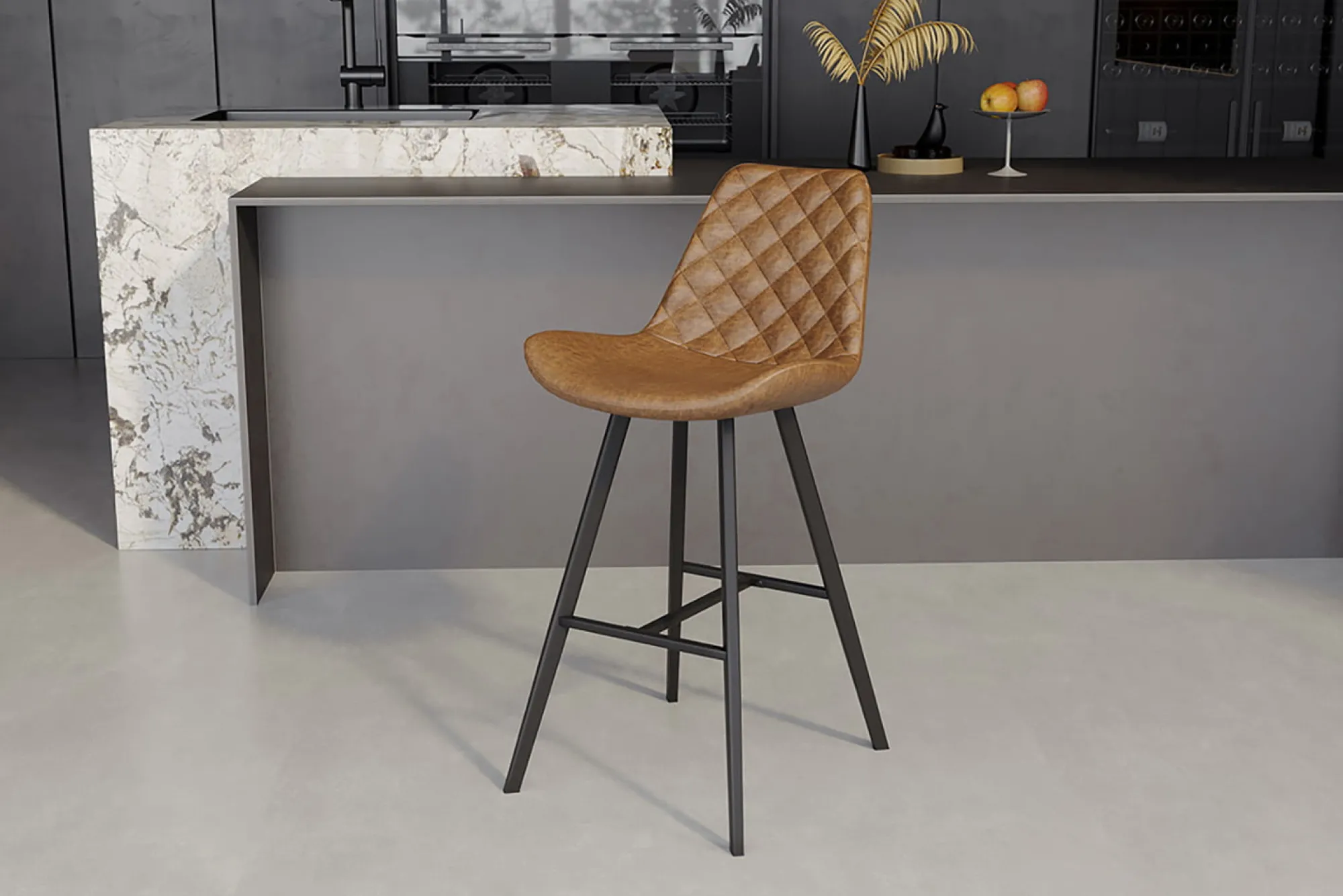 Barkrukken^Huisenthuis Barkruk Jonathan – Set van 2 Cognac
