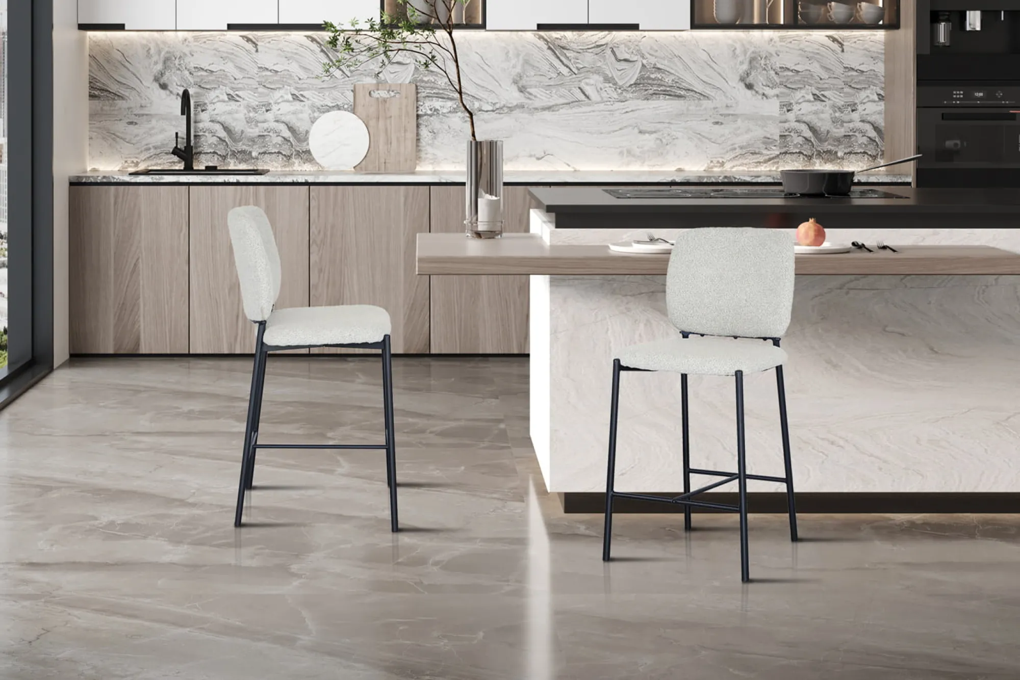 Barkrukken^Huisenthuis Barkruk Killian Beige – Set van 2