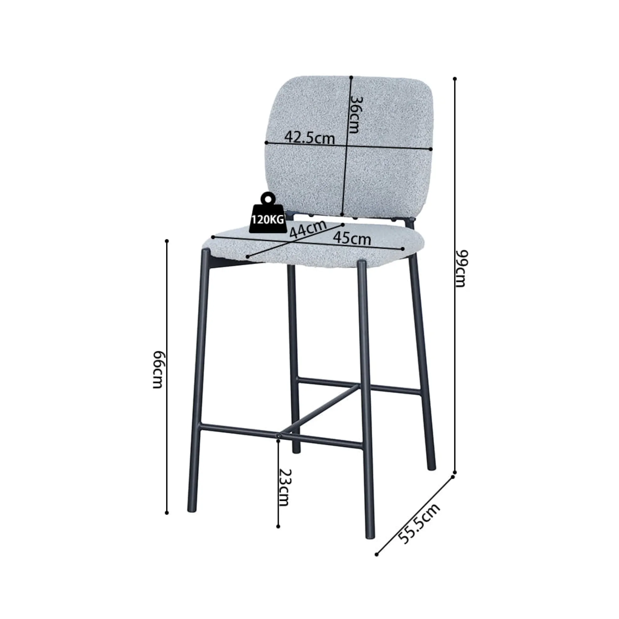 Barkrukken^Huisenthuis Barkruk Killian Lichtgrijs – Set van 2