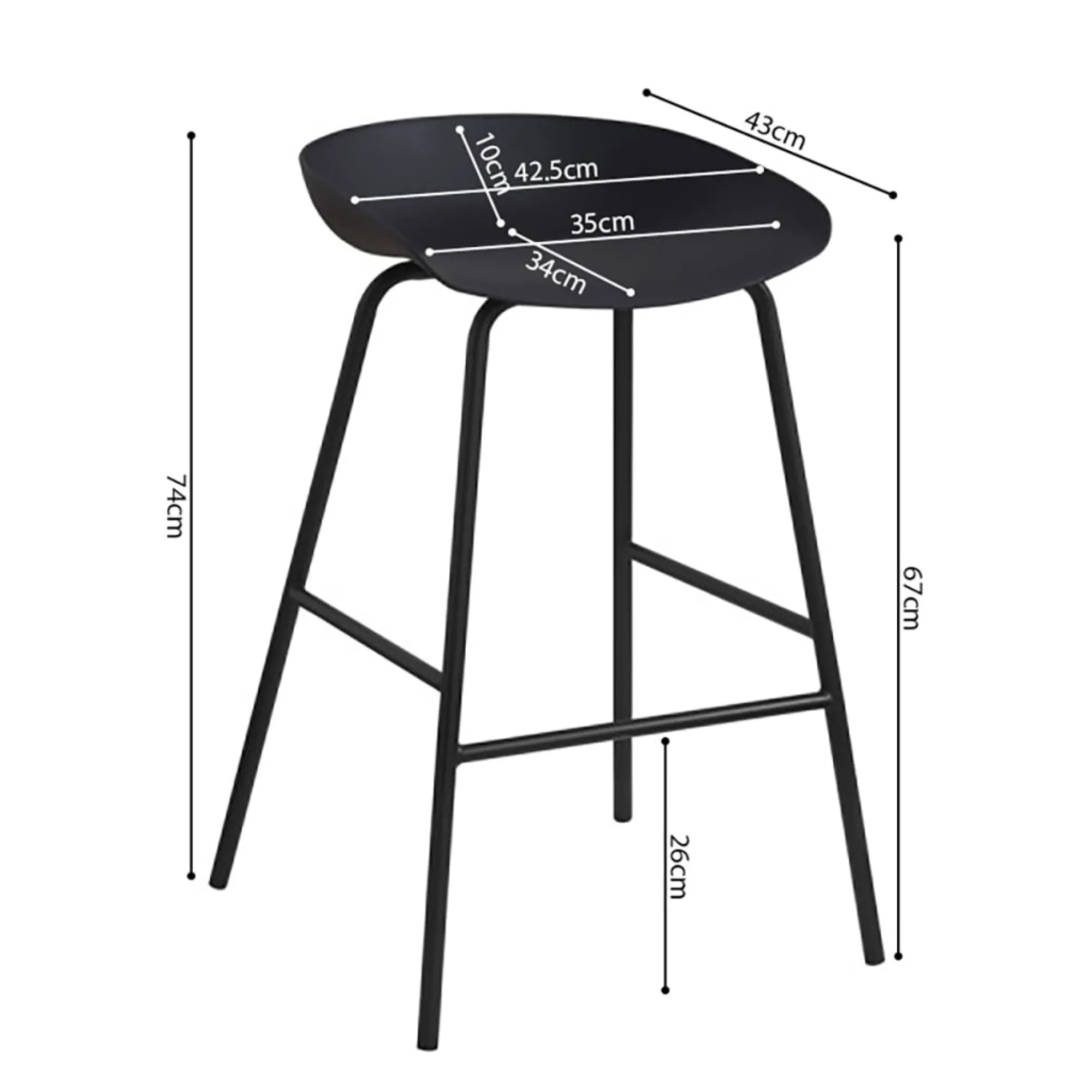 Barkrukken^Huisenthuis Barkruk Mickey – Set van 4 Zwart