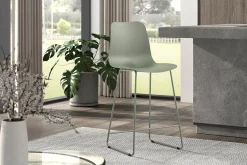 Eetkamerstoelen^Huisenthuis Barkruk Penny Grijs-Groen – Set van 2 Grijs, Groen