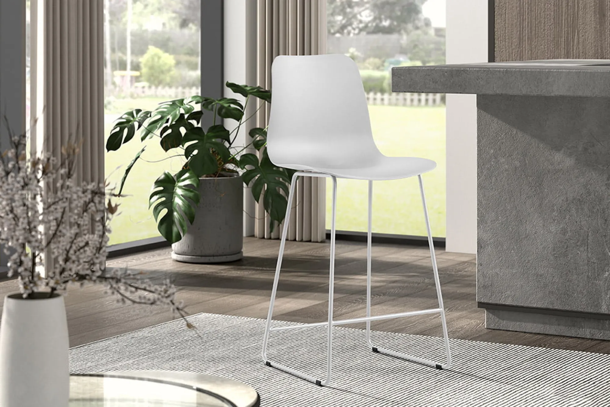 Eetkamerstoelen^Huisenthuis Barkruk Penny – Set van 2 Wit