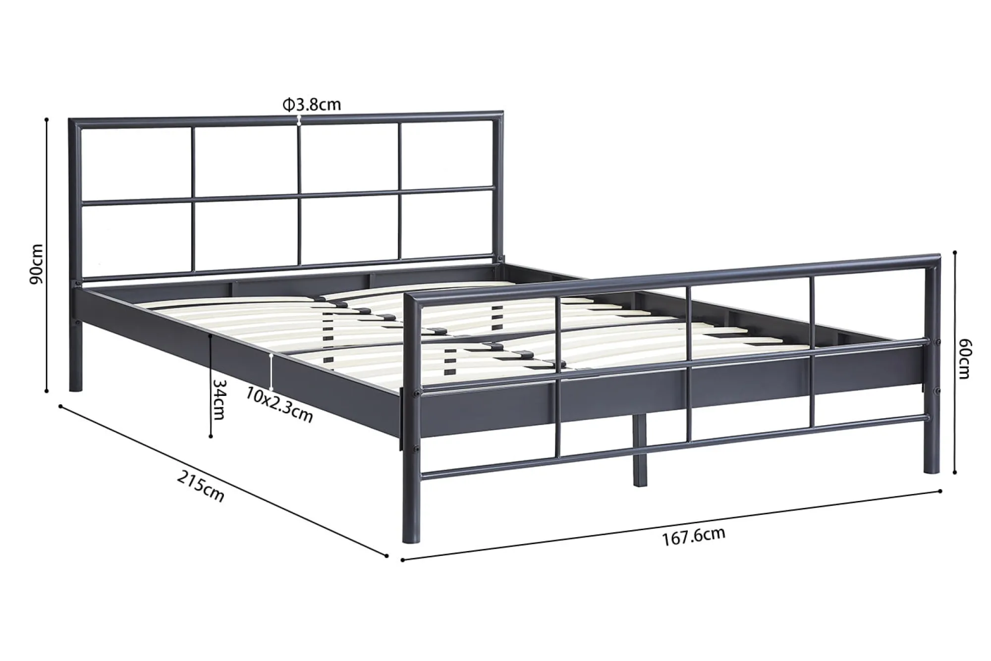 Kinderbedden|Bedden^Huisenthuis Bed Chuck Donkergrijs 160×200 cm