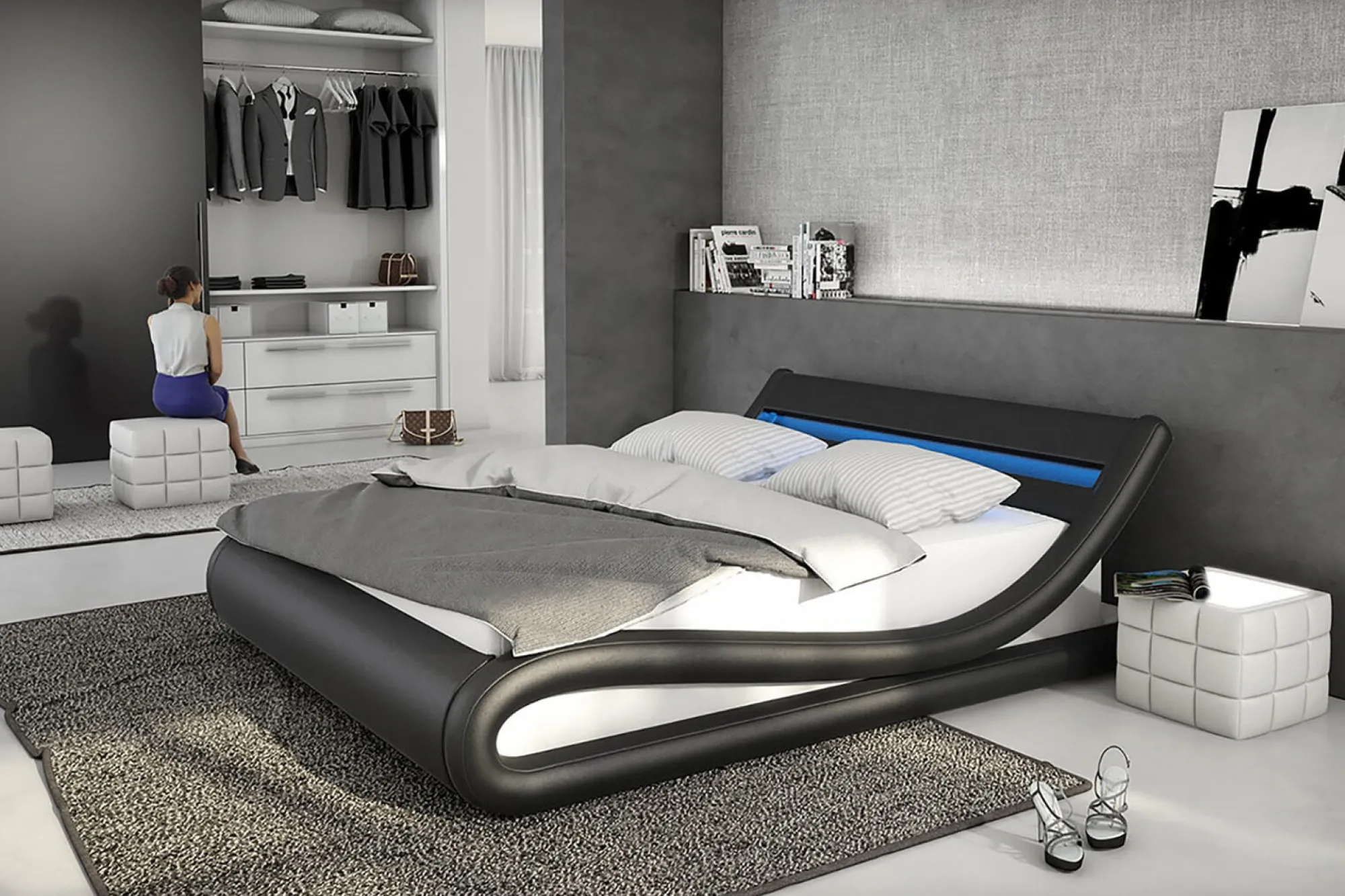 Bedden^Huisenthuis Bed Juan Zwart 180x200cm