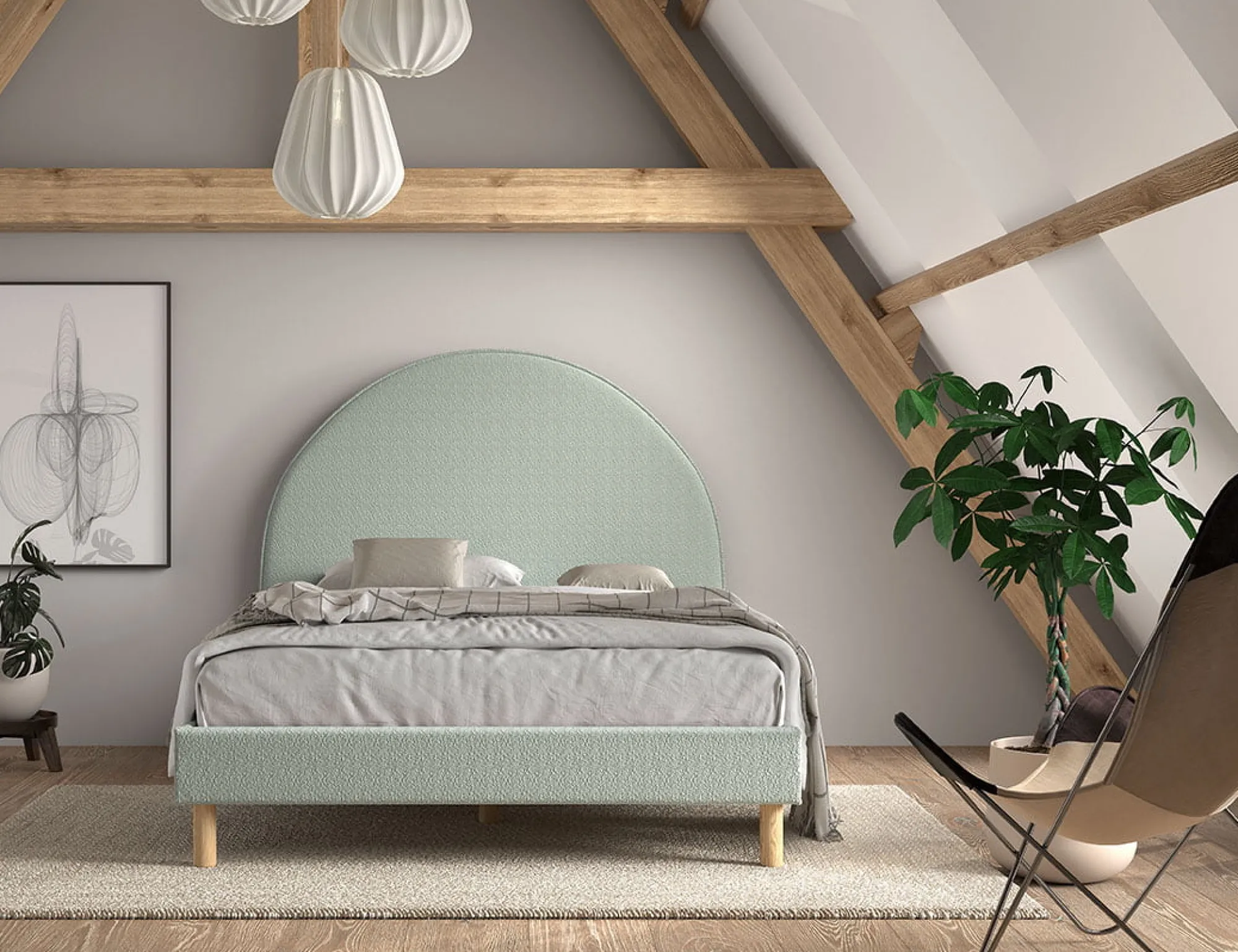 Kinderbedden|Bedden^Huisenthuis Bed Victoria Bouclé 140×200 cm Groen