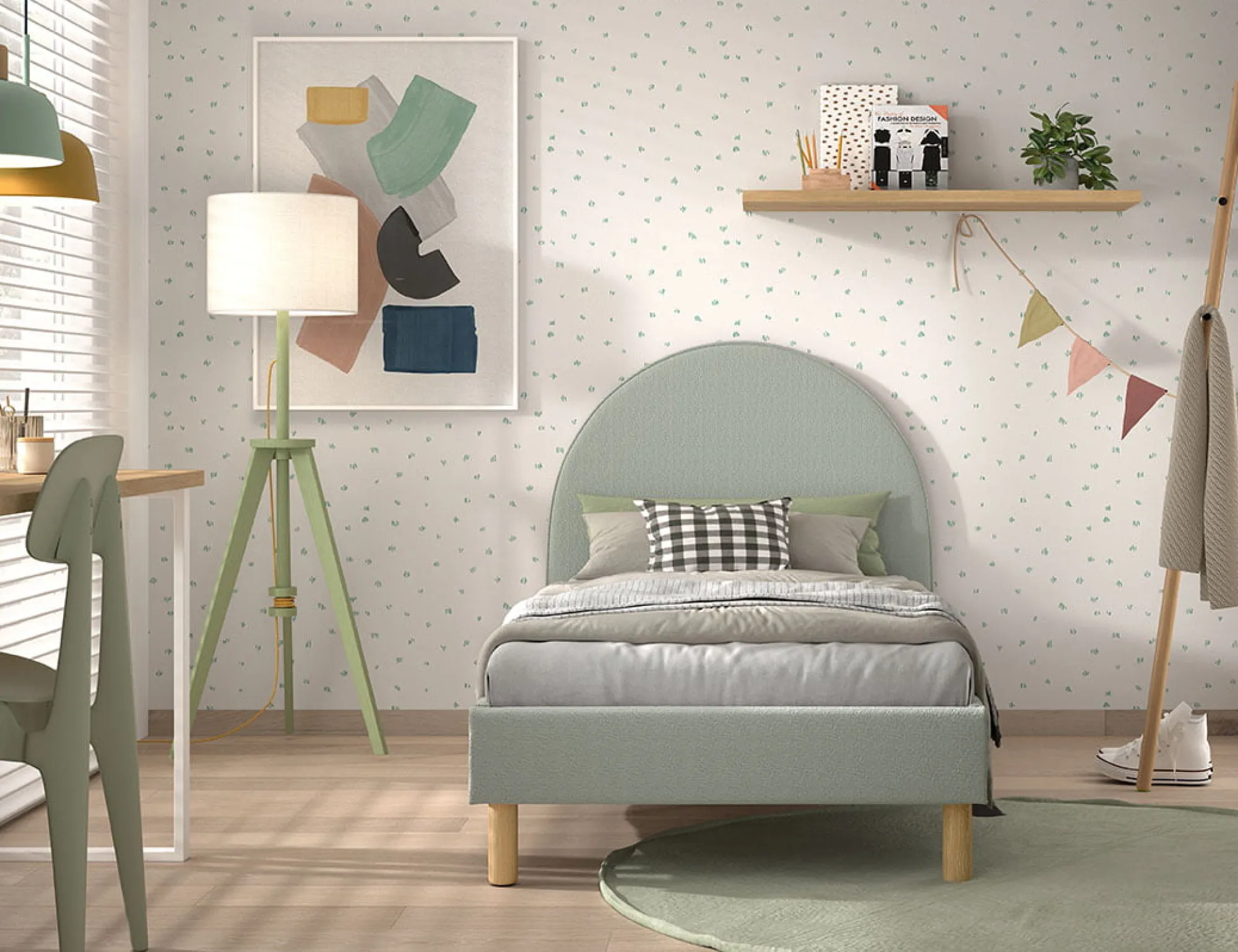 Kinderbedden|Bedden^Huisenthuis Bed Victoria Bouclé 90×200 cm Groen