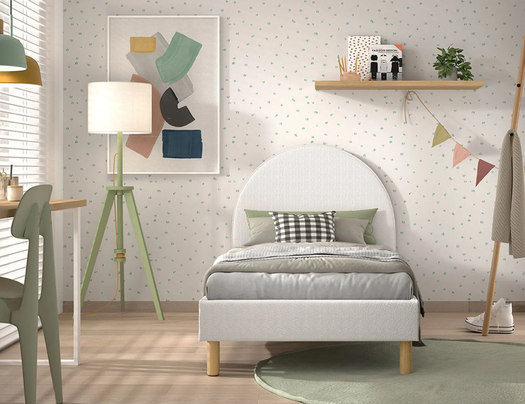 Kinderbedden|Bedden^Huisenthuis Bed Victoria Bouclé 90×200 cm Wit