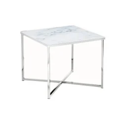 Bijzettafels^Huisenthuis Bijzettafel Zaar Wit-Chroom Wit/Chroom