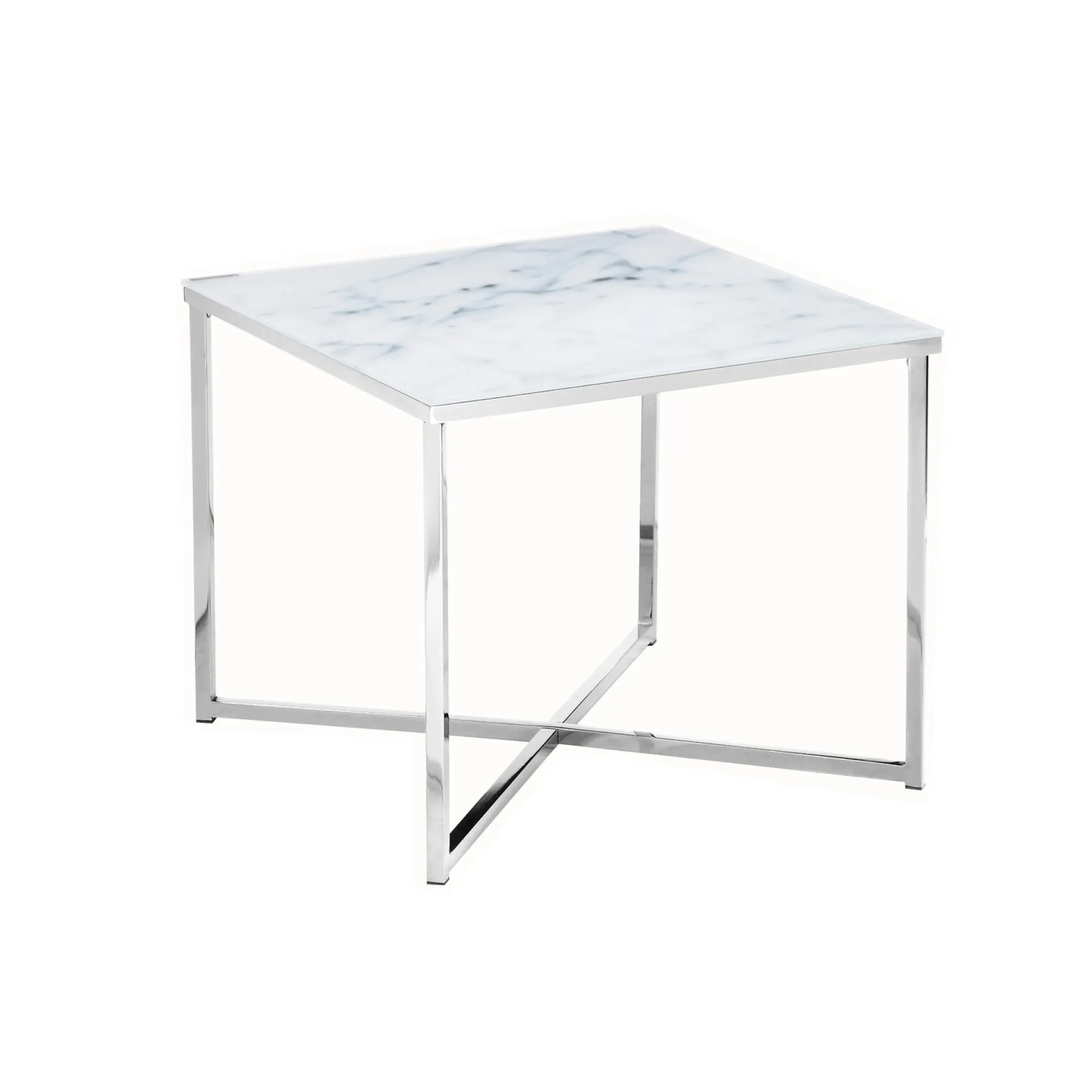 Bijzettafels^Huisenthuis Bijzettafel Zaar Wit-Chroom Wit/Chroom