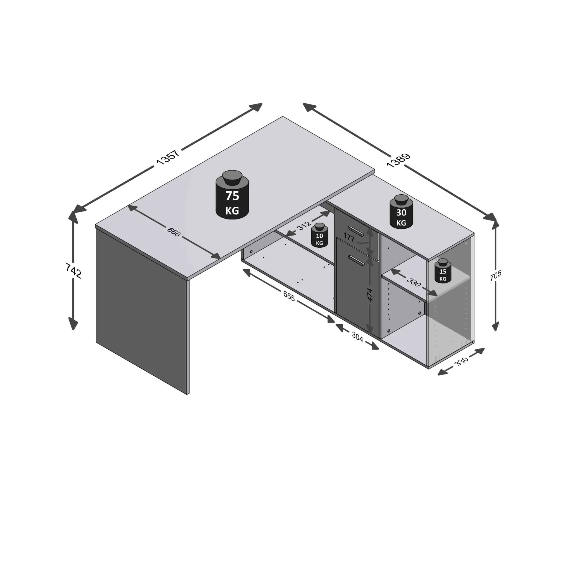 Bureaus^Huisenthuis Bureau Apollo Artisan Eiken