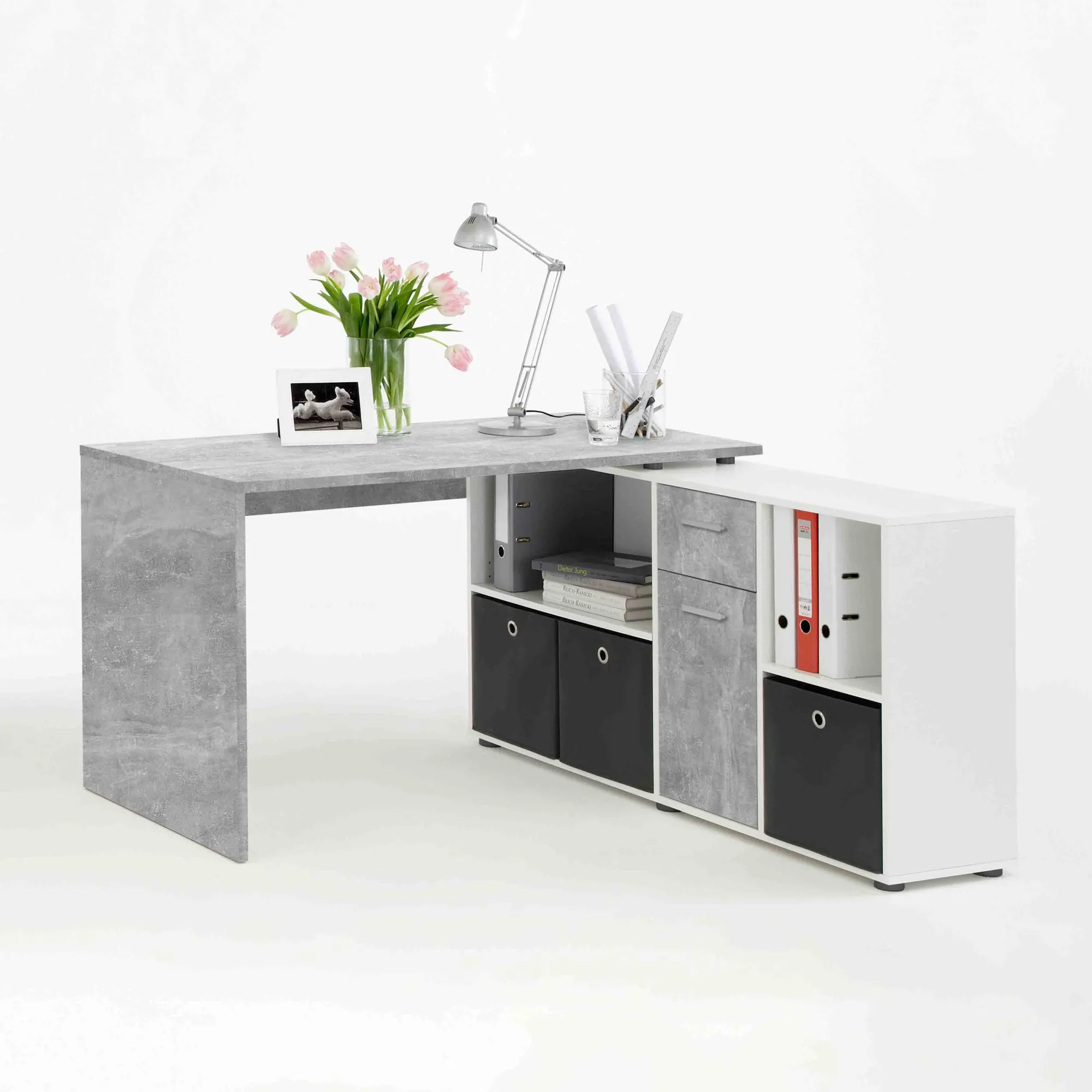 Bureaus^Huisenthuis Bureau Apollo Beton-Wit