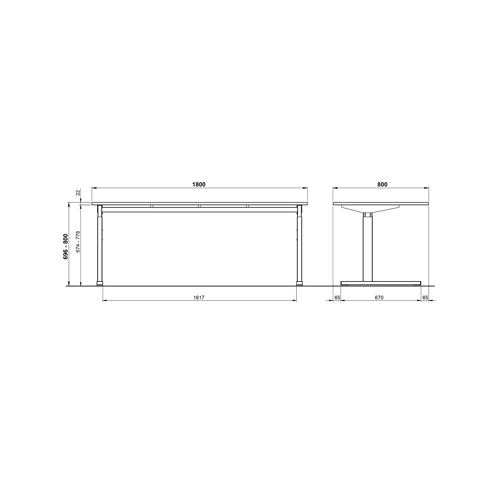 Bureaus^Huisenthuis Bureau Discovery 180 cm Lichtgrijs Zwart