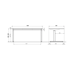 Bureaus^Huisenthuis Bureau Discovery 160 cm Lichtgrijs Zwart